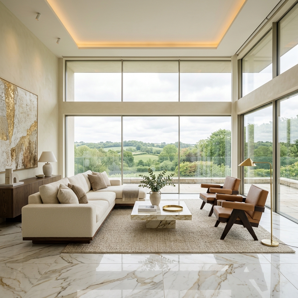 Salon luxueux avec carrelage Pietraviva